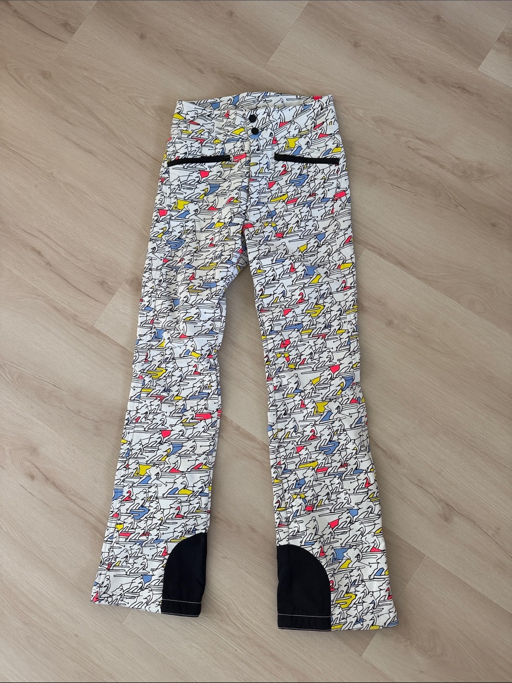 Bogner White Multi Printed Bootcut Pants with Black Trim